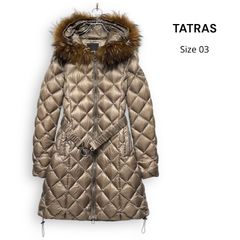 TATRAS タトラス ロングダウンコート カーキ 36 ファー付き フード 