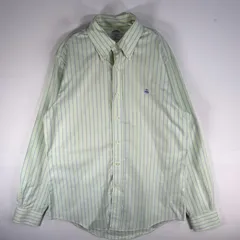 古着 ブルックスブラザーズ Brooks Brothers 長袖シャツ ロゴ 刺繍 ストライプ 346 M  グリーン系 マルチカラー メンズ