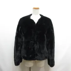 エプローブ Eprouve フェイクファー ショート コート M 黒 ブラック ジャケット 裏地付き