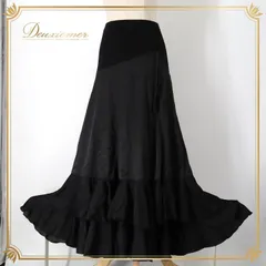 社交ダンス 衣装 スカート ブラック系 チャコット Chacott レッスン 練習 レッスンウェア 練習着 黒 無地 サテン生地 フリル かわいい 華やか おしゃれ 上品 大人っぽい 軽やか ふんわり フレア 体型カバー スタイリッシュ 大人 レディース
