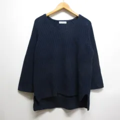 アーバンリサーチ URBAN RESEARCH Vネック ニット プルオーバー F ネイビー 畦編み セーター