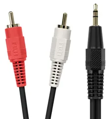 RCA(ピンプラグ)×2 赤.白 - (オス) ステレオミニプラグ(オス) ケーブル 3.5mm 1m オーディオケーブル FVC-323-1m フジパーツ