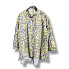 Lucruca ルクルカ アニマル柄 シャツ 長袖 センソユニコ コットン 総柄 日本製 フィッシュテール レディース サイズ38 くすみブルー系 春 ゴーゴー古着マルイ北千住店 1 No.K 1554