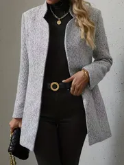 新品⭐︎大きいサイズ3Lミドル丈コート⭐︎ジャケットブレザーグレー系⭐︎体型カバー＆ゆったりジャケラインが綺麗