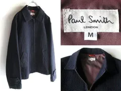 希少 80s-90sビンテージ Paul Smith LONDON ポールスミス 玉虫裏地 ウールコットン 太畝 シャドーストライプ ジップブルゾン ジャケット M