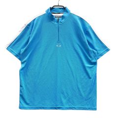 サイズ：XL OAKLEY オークリー ハーフジップ 半袖Tシャツ ブルー系