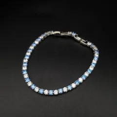 SWAROVSKI スワロフスキー Tennis Deluxe ブレスレット クリスタル  ブルー クリア 延長パーツ付き シルバーカラー 上品 きらきら エレガント ギフト プレゼント 贈り物