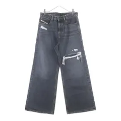 DIESEL (ディーゼル) D-RISE ダメージ加工 バギーデニムパンツ ブラック A06371