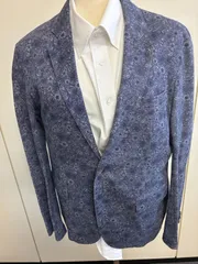 EPOCA UOMO（エポカ ウォモ） 春夏最適 コットン100％  花柄 ネイビー アンコンジャケット サイズ：ITL50（XL相当）