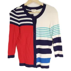 Kate spade(ケイトスペード) カーディガン サイズXS レディース - 白×レッド×マルチ 七分袖/ボーダー