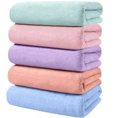 AYO バスタオル ふわふわ ホテル仕様 タオル 大判 瞬間吸水 60*120cm 5枚セット マイクロファイバー 強い吸水速乾 肌触り 5色