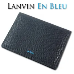 サンプル品 ランバンオンブルー LANVIN en Bleu 牛革 パスケース 定期入れ スタンパ メンズ ブラック 黒 ロゴ カードケース