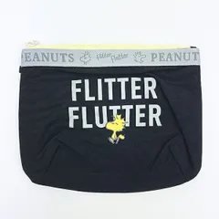 スヌーピー ウッドストック フラットポーチ ブラック SNOOPY