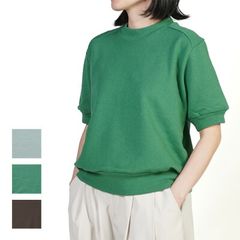 homspun☆今期新品未使用30/1天竺 フリルカラー半袖プルオーバー