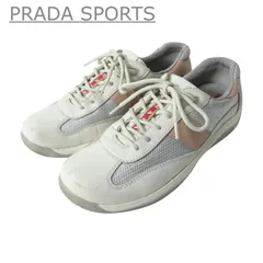 PRADA SPORTS プラダスポーツ スニーカー ローカット レースアップ ロゴ メッシュ レザー オフホワイト マルチカラー 37 約24cm レディース 古着 中古