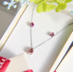 桜色　ピンクトルマリン　一粒ピアス　ネックレスセット
