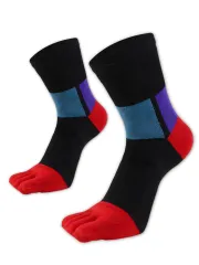 [ブブ オーハナ] 五本 指 ソックス ミドル クルー 丈 通気 性 速乾 吸汗 薄手 25.5 26 26.5 27 cm 靴下 メンズ 男性 用 春 夏 秋 冬 物 スポーツ くつした くつ下 伸 [黒 2足 セット] [2] [25.5-27.0 cm]