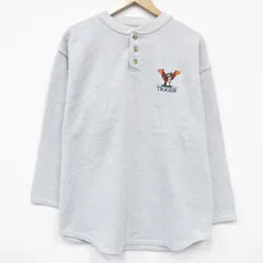 XL/古着 長袖 スウェット メンズ 00年代 00s ディズニー くまのプーさん ティガー ヘンリーネック 薄グレー 26jan08