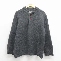 L/古着 エルエルビーン 長袖 セーター メンズ 無地 ラムウール ヘンリーネック グレー 霜降り 26jan08