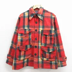 XL/古着 長袖 ウール ジャケット メンズ 80年代 80s 赤他 チェック 26jan08