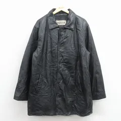 XL/古着 ウィルソン 長袖 レザー ジャケット コート メンズ ロング丈 黒 内側キルティング【spe】 26jan08
