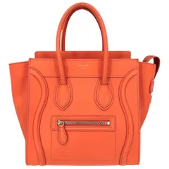 セリーヌ ハンドバッグ レディース ラゲージ マイクロショッパー CELINE レザー オレンジ ゴールド金具【中古品】
