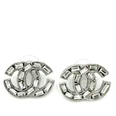 シャネル ピアス レディース ココマーク アクセサリー CHANEL ラインストーン    01P シルバー 約9.4g 2001年【中古品】