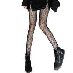 [TOMOTHY] レースタイツ 黒 柄タイツ 柄ストッキング ハロウィン ヒョウ柄 [ヒョウ柄黒] [Free Size]