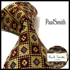ネクタイ ポールスミス ブランド 光沢 小紋柄 ゴールド×レッド×ブルー