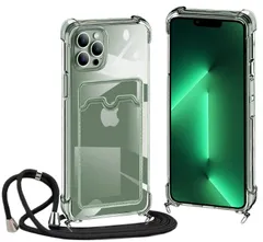 ケース ケース TPU 縄掛け 耐衝撃 斜めがけ 首かけ 薄型 肩掛け スマホケース 軽量 アイフォン13ProMax 財布型 カード収納 カバー スマホケース max 調節可能な iphone13pro ショルダー 落下防止 クリア 用 紛失防止 Max シ