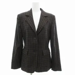 マックス&コー MAX&CO. ヴィンテージ テーラードジャケット 2B チェック柄 40 茶 紺 /JS ■GY18