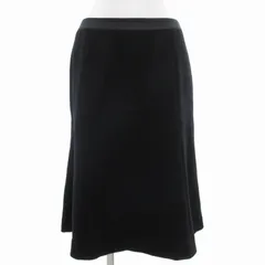 アマカ AMACA フレアスカート ひざ丈 切替 ウール 36 黒 ブラック /GV ■GY99