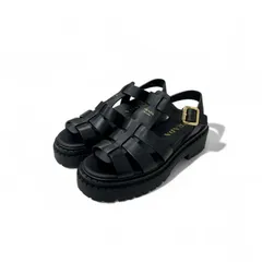 プラダ PRADA サンダル 靴 シューズ レザー ブラック 黒 ゴールド ロゴ ストラップ