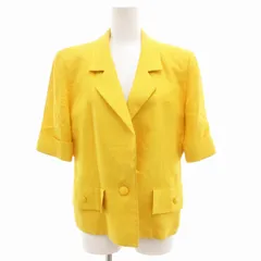 ニナリッチ NINA RICCI テーラードジャケット ブレザー 半袖 シングル 背抜き リネン混 9 黄 イエロー /GV ■GY99のサムネイル