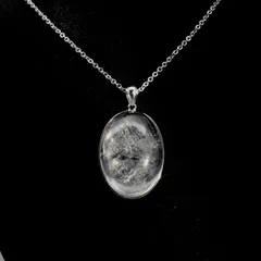 大粒の迫力【金運・仕事運】上品な美しさ　一点物　ブルッカイト・プラチナルチルクォーツ ネックレス チェーン付　Silver925｜ghrpnt19　天然石 約21g｜贈り物にも パワーストーン お守り メンズ レディース｜ 京海堂 天然石の卸　京の蔵