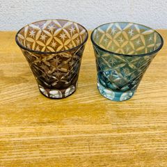 倉敷ガラス 小谷栄次 小鉢 透 2色 2客セット 民芸 民藝 吹きガラス