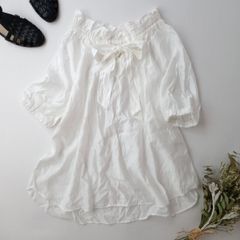 美品 ルルウィルビー フリルネックリボンブラウスシルク混 - メルカリ