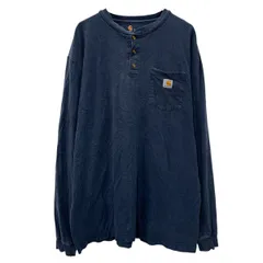 carhartt 長袖 ロゴTシャツ XL ネイビー カーハート ハーフボタン 胸ポケット ワンポイント オリジナルフィット ロンT 春物 a802-5868のサムネイル