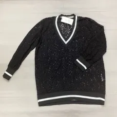 【新品未使用品・タグ付き】ZARA WOMAN 総レースVネック長袖トップス Lサイズ ブラック系 カジュアル