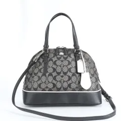 美品 コーチ シグネチャー F31401 レザー 2WAY ハンドバッグ 斜め掛け トート ショルダー ブラック 黒 レディース RUM DO16-3【中古】