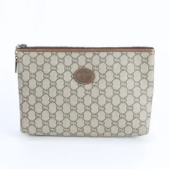 美品 グッチ GGスプリーム GGプラス レザー セカンドバッグ クラッチ ポーチ 通勤 ビジネス ブラウン 茶色 メンズ RWM DO5-5【中古】