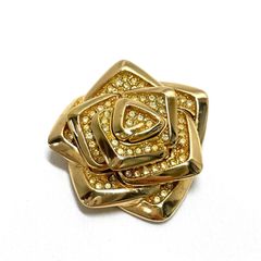 鑑定済・正規品】 ディオール フラワー ブローチ ラインストーン GP