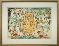 値下げ❗棟方志功 肉筆 色紙(F4) 淡彩 【妙悟界】柳宗悦 裏書き有り 値下げ❗棟方志功 肉筆 色紙(F4) 淡彩 【妙悟界】柳宗悦 裏書き有り