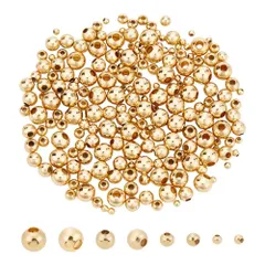 DIY材料 手作り素材 クラフト用品 ジュエリー作り アクセサリーパーツ ブレスレットネックレス用 メタルビーズ 金属 ゴールデン 小さな 丸玉 ラウンドビーズ スペーサービーズ 304ステンレス ロンデルビーズ 4種 約200個 UNICRAFTALE