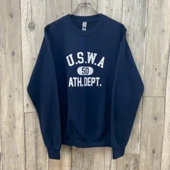 GILDAN HEAVY BLEND ギルダン へビーブレンド U.S.W.A 50 ATH.DEPT. ネイビー カレッジ ロゴ プリント 裏起毛 スウェット スエット トレーナー メンズ M サイズ