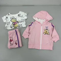 M509-47570 プーさん ベビー服 3点セット US/6M 60〜70cm ピンク パーカー ロンパース パンツ