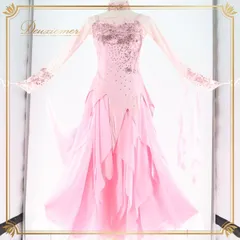 社交ダンス 衣装 スタンダードドレス ワンピース ドレス スタンダード ピンク クリエイトサン Create-Sun デモ 競技 ダンス パーティ 発表会 フロート レース ピンク系 可愛い コスチューム 発表会衣装 競技会 おしゃれ