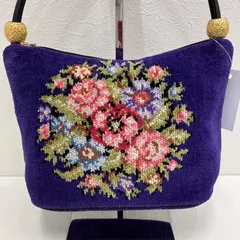 2　FEILER　フェイラー　ハンドバッグ　レディース　紫　パープル　花柄　フラワー　シンプル　きれいめ　上品　シュニール織り