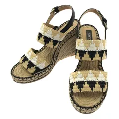 sergio rossi / セルジオロッシ | SR RIMINI 085 ウェッジソール サンダル | 38 | ベージュ/ブラック/ホワイト | レディース