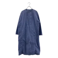 nest robe / ネストローブ | ノーカラー ダブル ロングコート | F | ネイビー | レディース